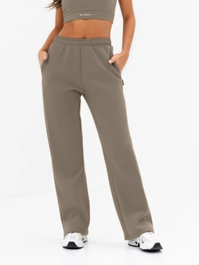 Isabel Wide Leg Sweatpants - Safari Green Fit Freedom