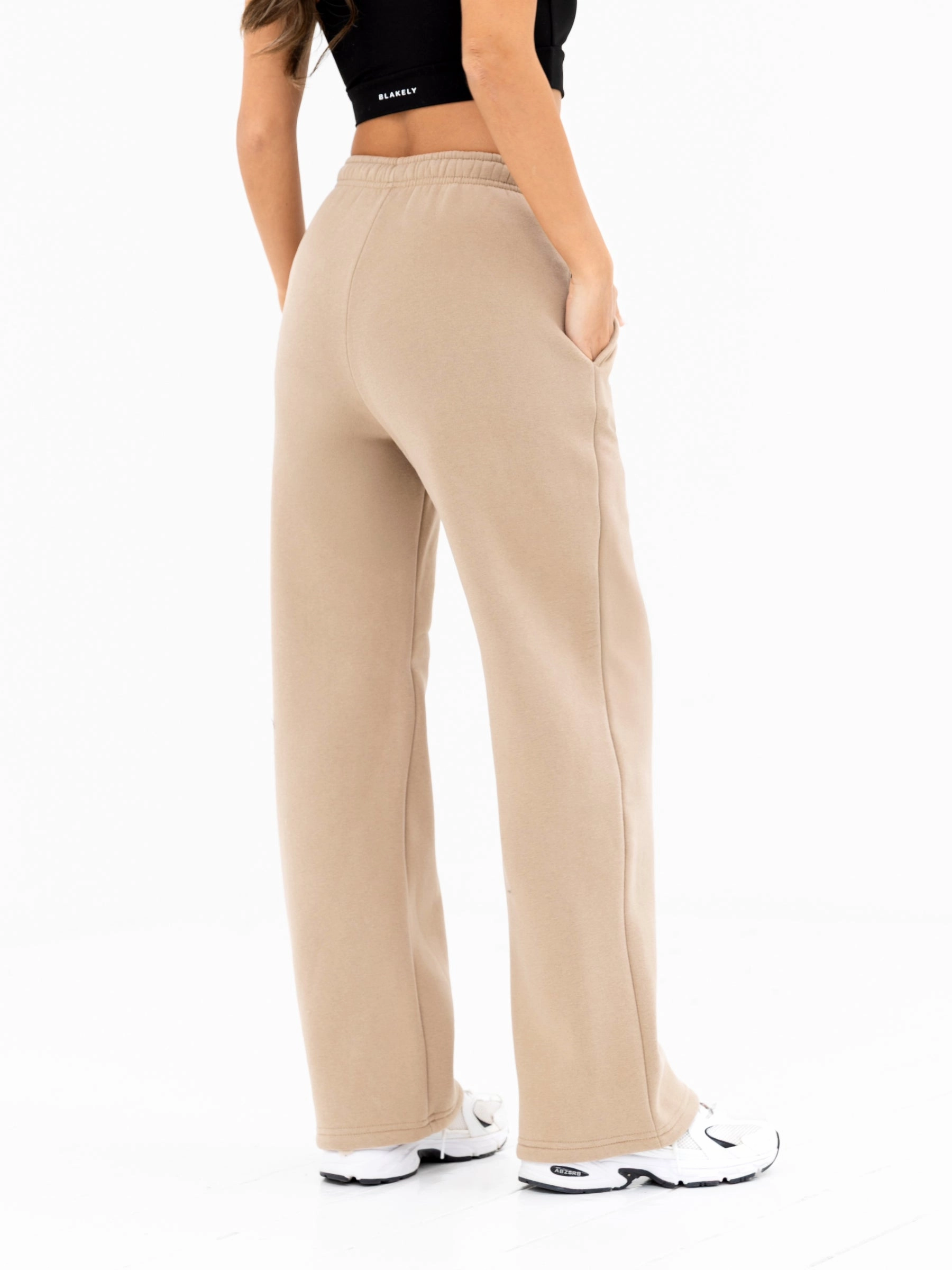 Isabel Wide Leg Sweatpants - Tan Wear Resistant Fabric