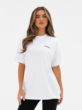 Isla Oversized T-Shirt - White & Dark Cherry Holiday Comfort Style Seasonal Fashion