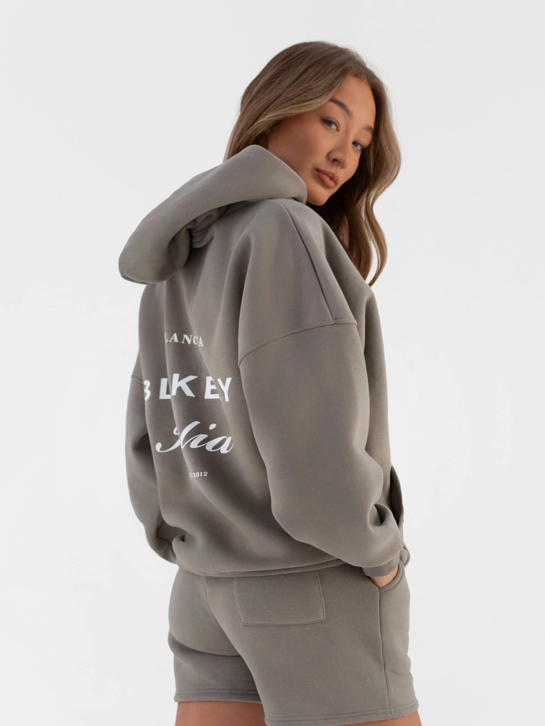 Mink like Flexible Comfort Fit Italia Oversized Hoodie - Stone Grey