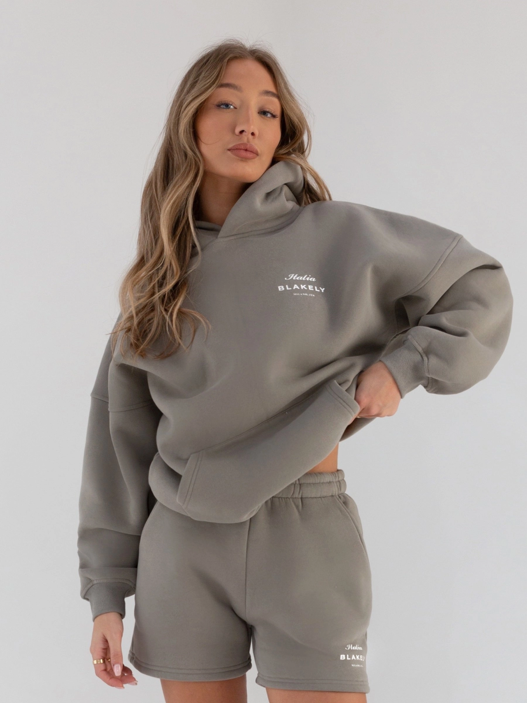 Italia Oversized Hoodie - Stone Grey Lounging wear Chic Street