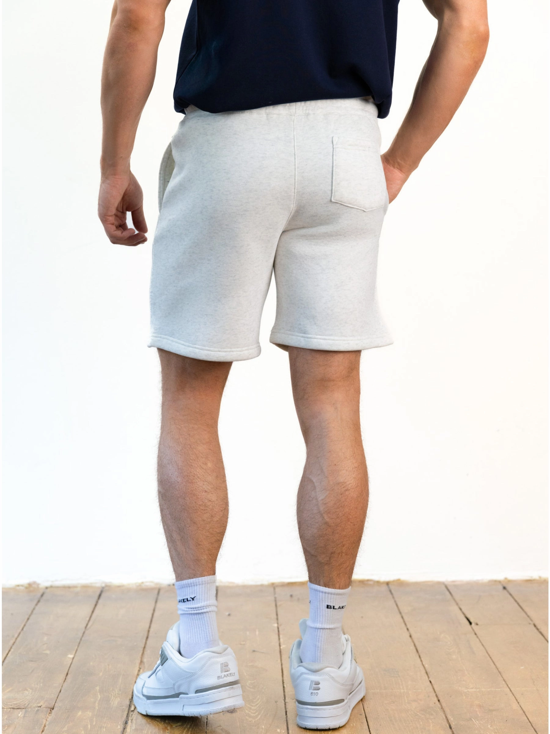 Utility Fit Lightweight Feel Italic Linear Relaxed Jogger Shorts - Marl White