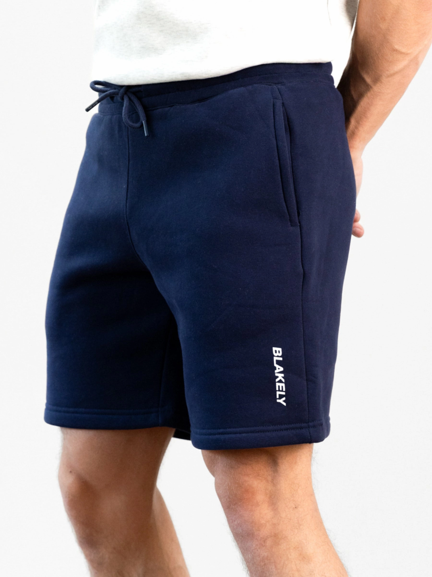 Ventilated Back Panels Sports use Italic Linear Relaxed Jogger Shorts - Navy