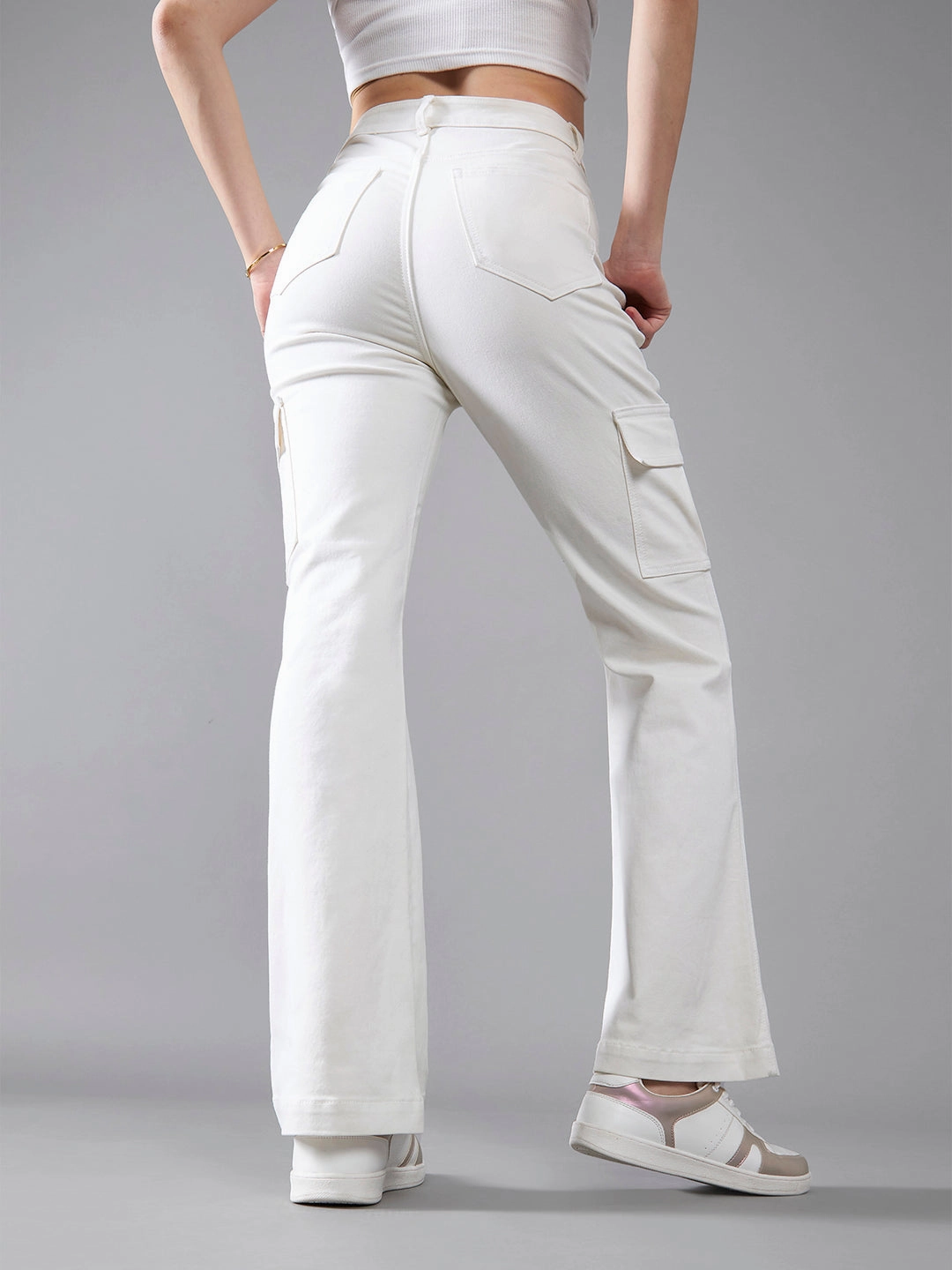 Neutral palette CHASEstretch? White Wide-Leg High-Rise Denim Jeans
