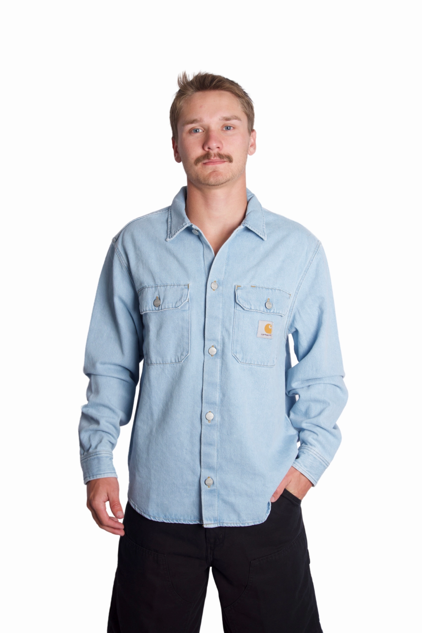 Harvey Shirt Jacket in Blue Wrinkle Free Material