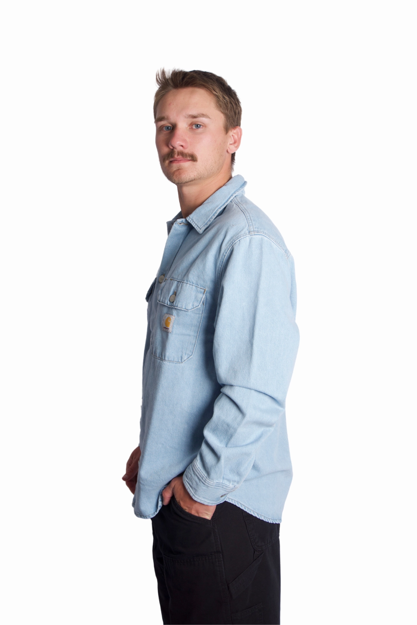 Heat Retention Lining Cool Tone Harvey Shirt Jacket in Blue