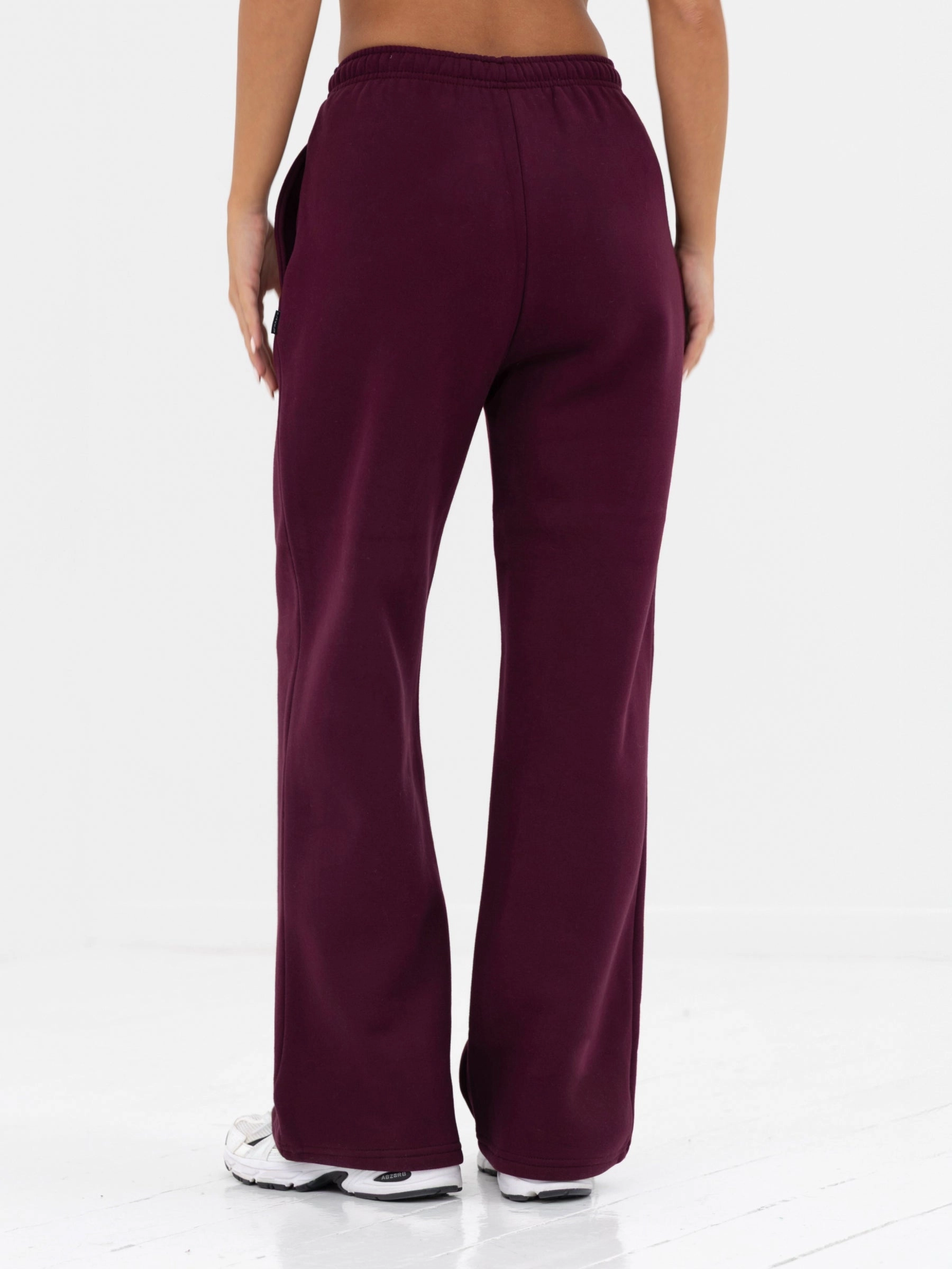 Kayla Wide Leg Sweatpants - Dark Cherry Soft Lines Flatlock Seams