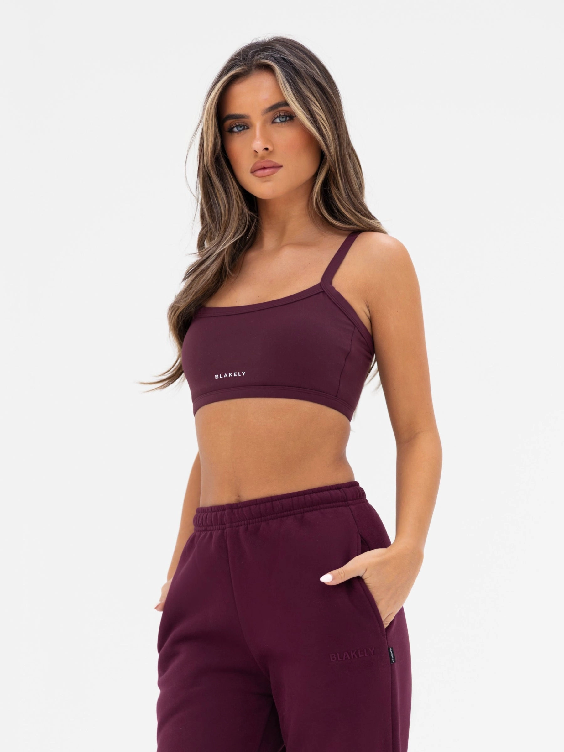 Slimline Fit Durable Activewear Kayla Wide Leg Sweatpants - Dark Cherry