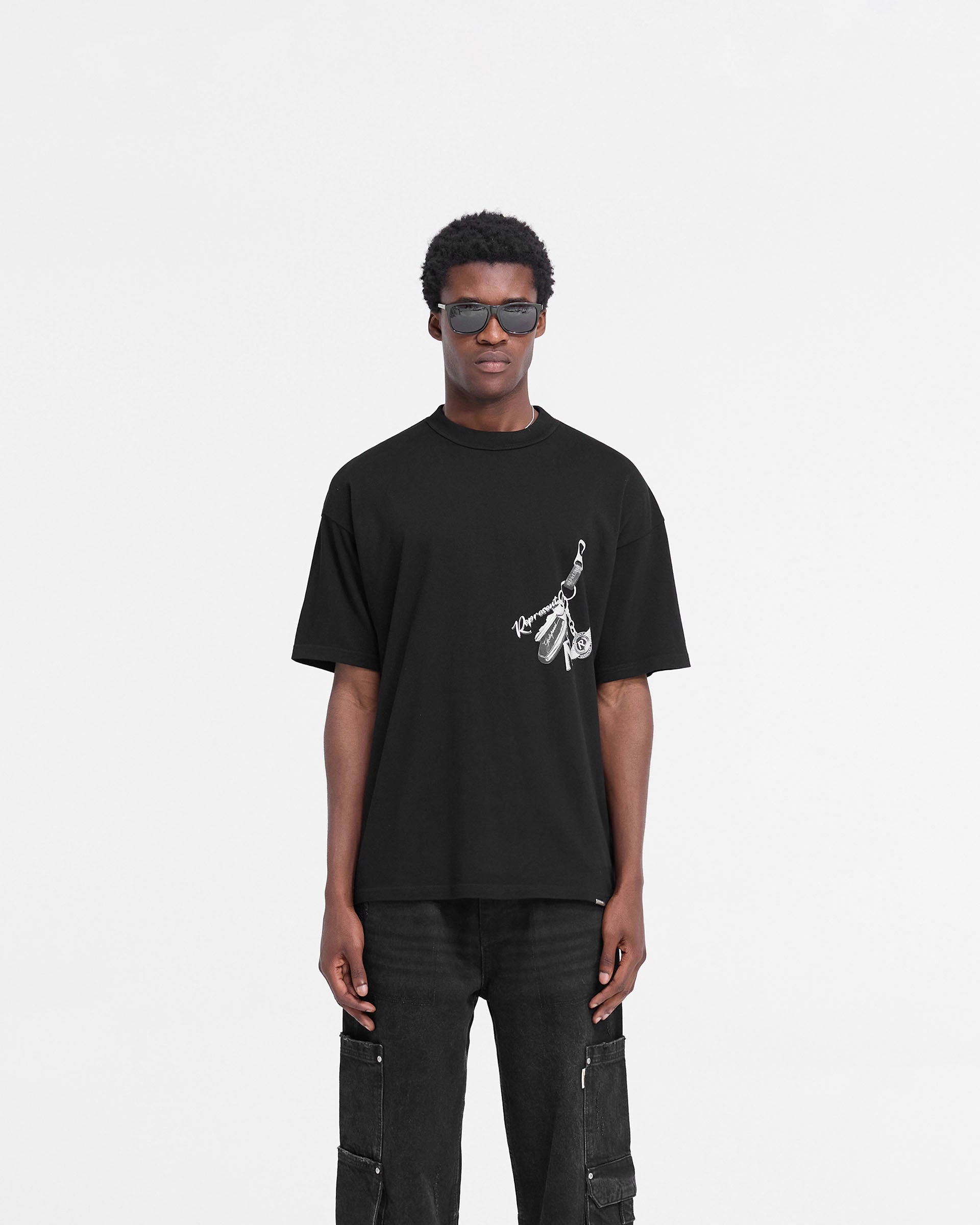 Sleek Comfort Fit Keys To The Club T-Shirt - Jet Black