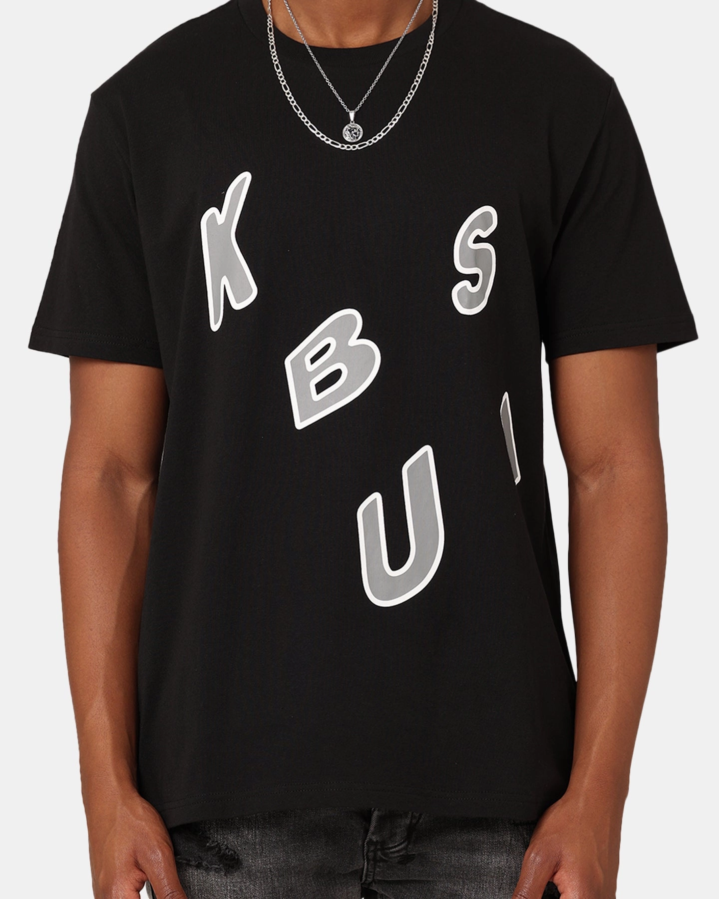 FadeResistantTechnology Rolled Hem Detailing Ksubi Letters Kash T-Shirt Black