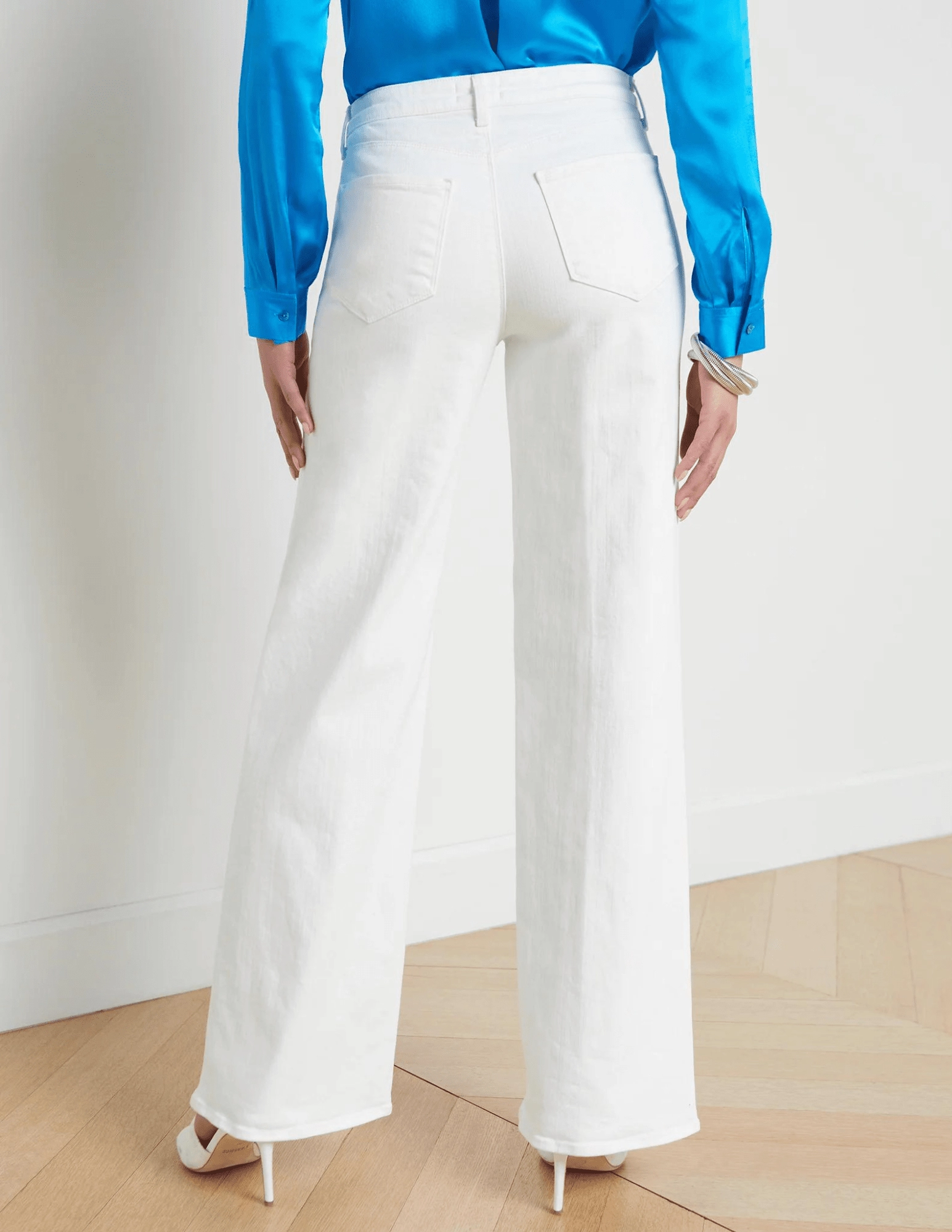 L'AGENCE Alicent High Rise Wide Leg Crop Jeans In Blanc Easy Fit Design