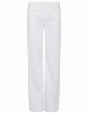 L'AGENCE Alicent High Rise Wide Leg Crop Jeans In Blanc Button Fly Option Casual Days