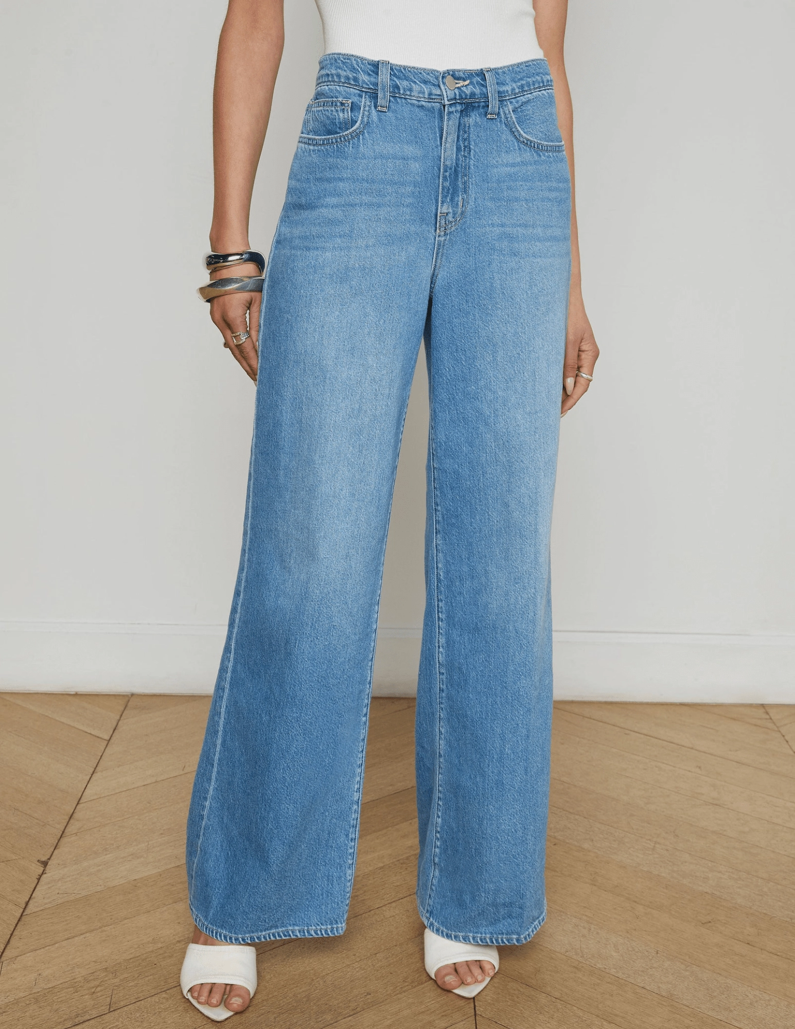 Work Friendly L'AGENCE Alicent High Rise Wide Leg Crop Jeans in Caster-SALE