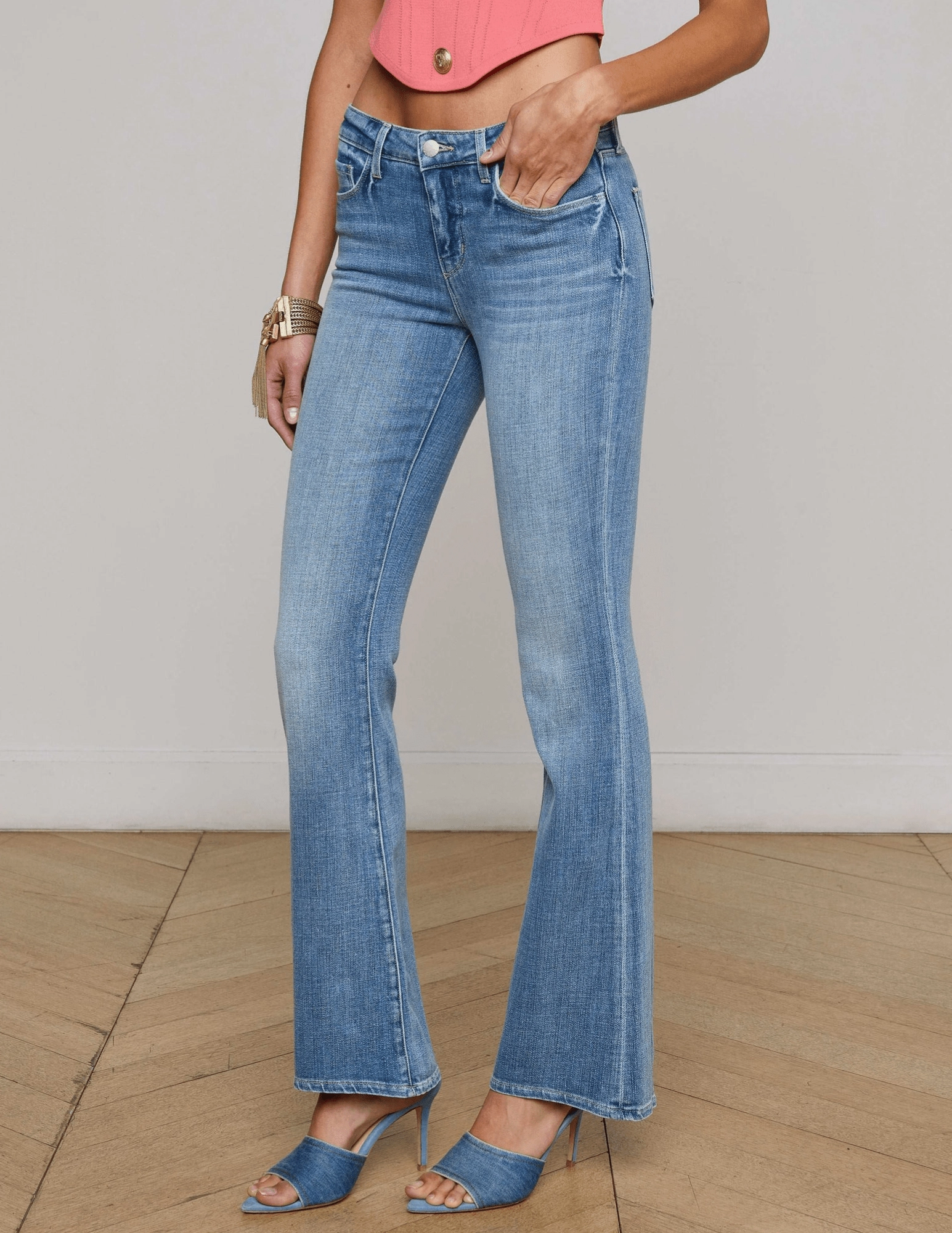 Fit and Comfort L'AGENCE Cara Low-Rise Bootcut Jeans in Ibarra