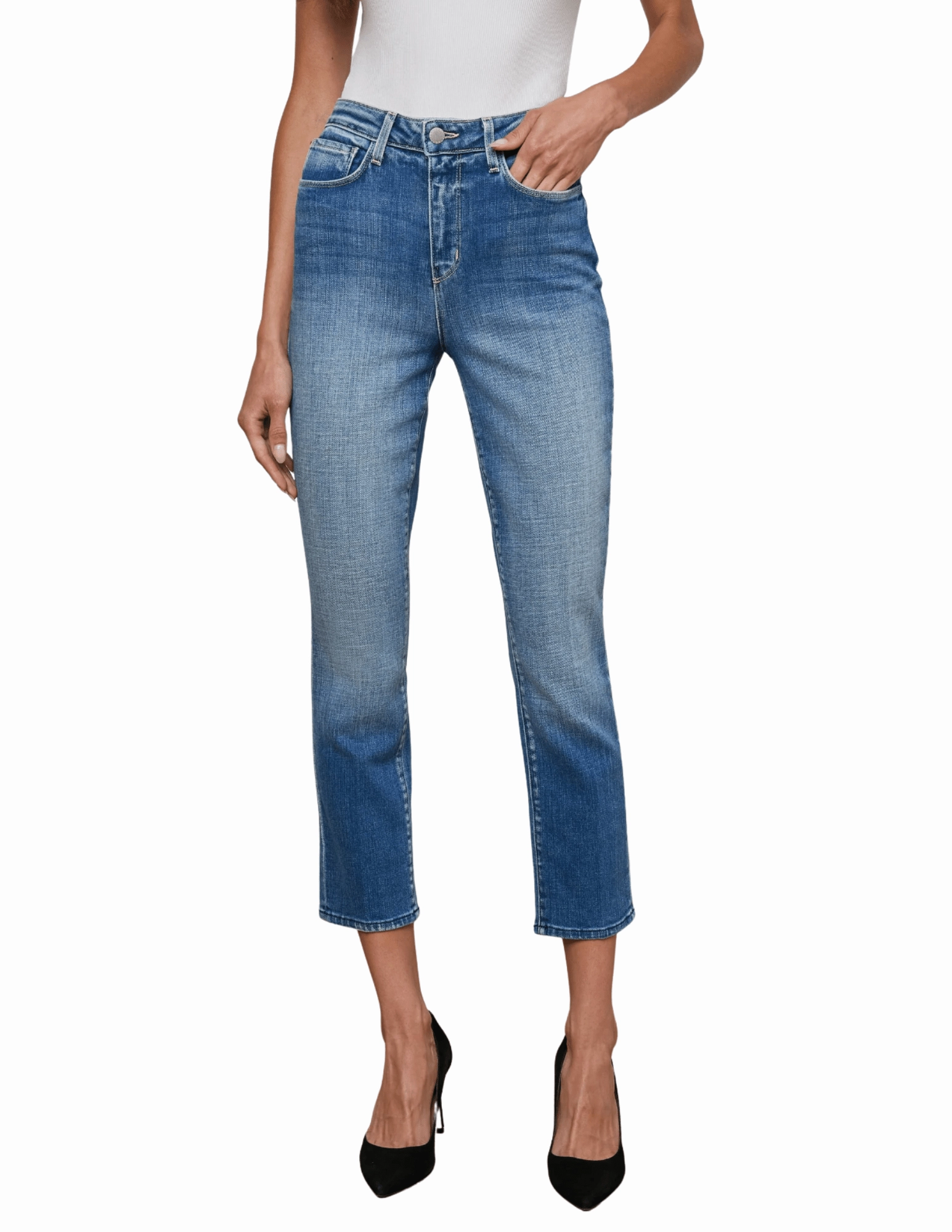 L'AGENCE Celestia Ultra High Rise Slim Jeans in Hayward Staple Piece Sleek Option