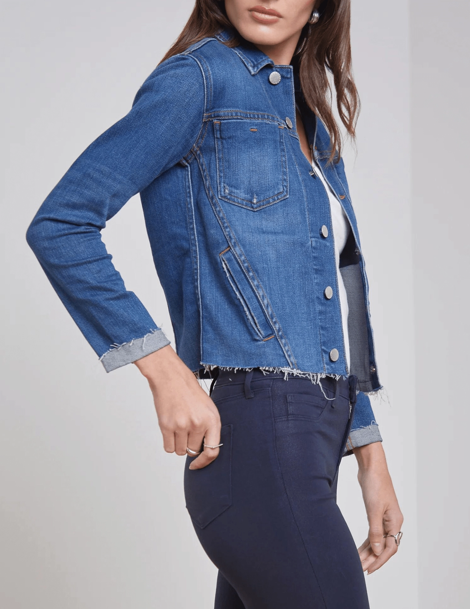 Elegant Evening L'Agence Janelle Slim Raw Jacket In Authentique