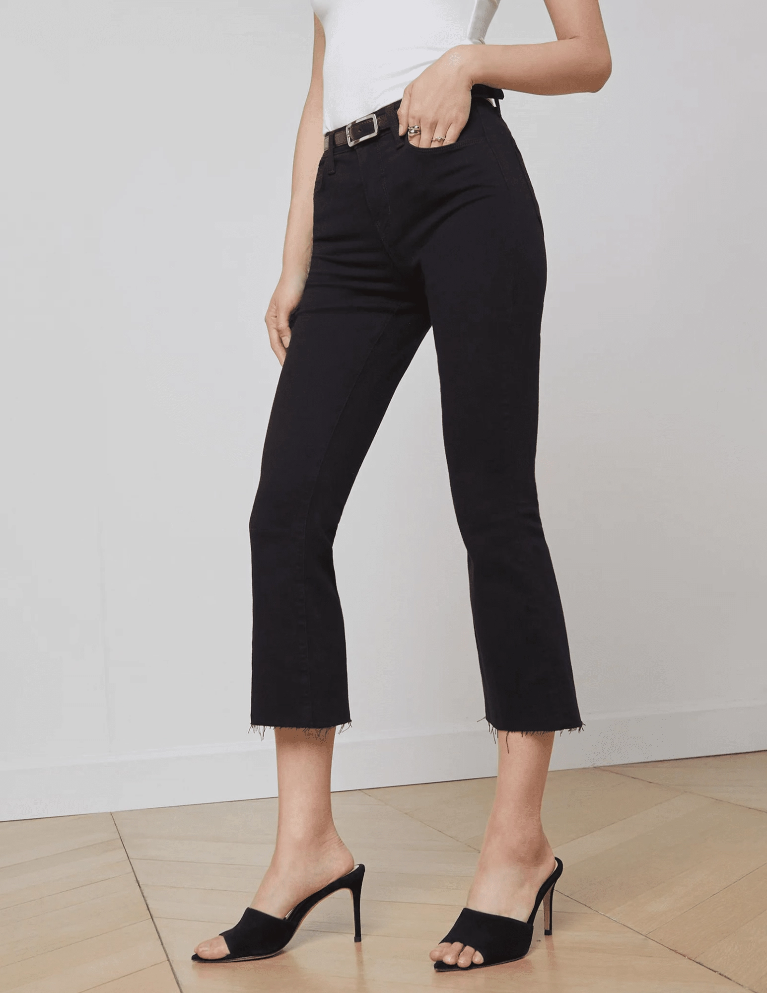 Professional Wear Weekend Warrior Regular Look L'AGENCE Kendra High Rise Crop Flare Jeans In Black