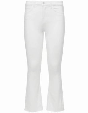 Evening Stroll Athlete Fit L'AGENCE Kendra High Rise Crop Flare Jeans In Blanc
