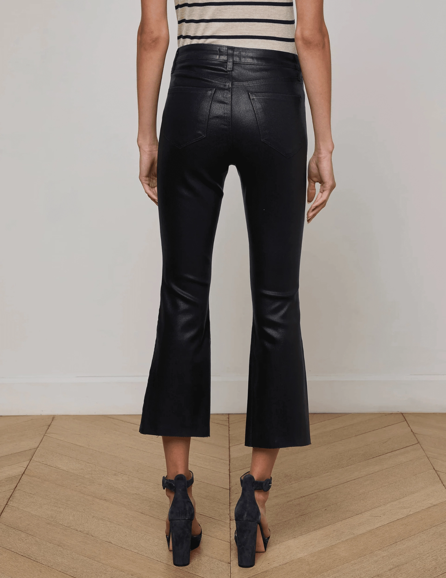 L'AGENCE Kendra High Rise Cropped Coated Jeans in Metro Coated Holiday Vibes High Quality Daily Uniform