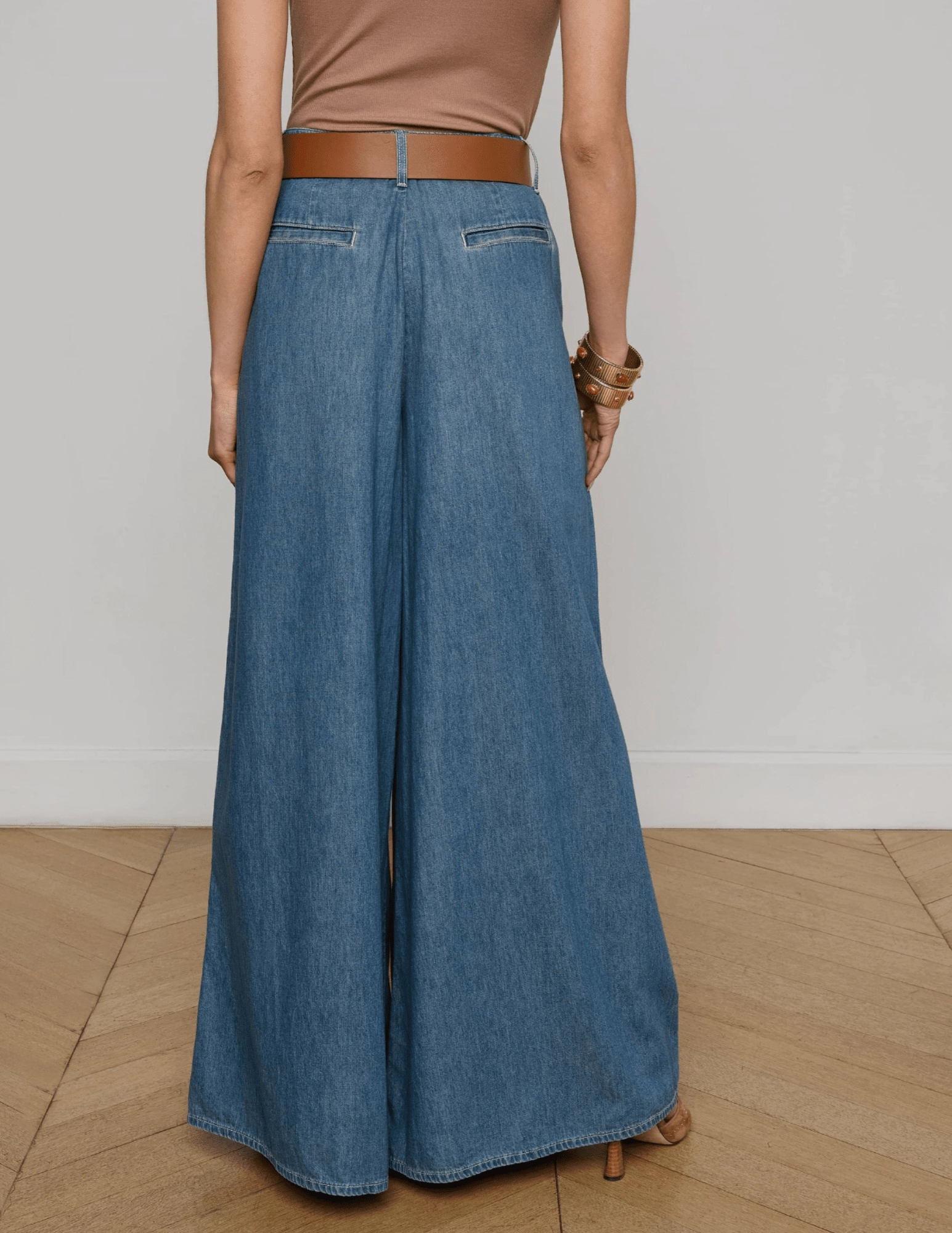 Faded Wash L'AGENCE Lorenza High Rise Palazzo Jeans in Saratoga
