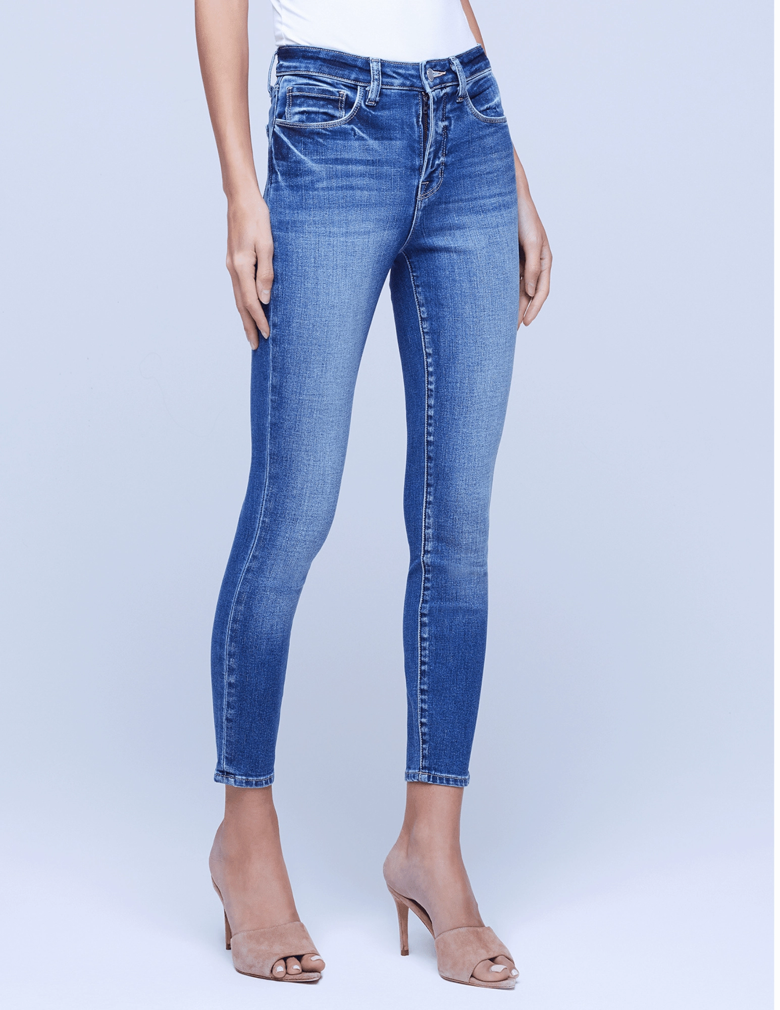 Sleek Waistband L'AGENCE Margot High Rise Skinny Jeans In Cambridge