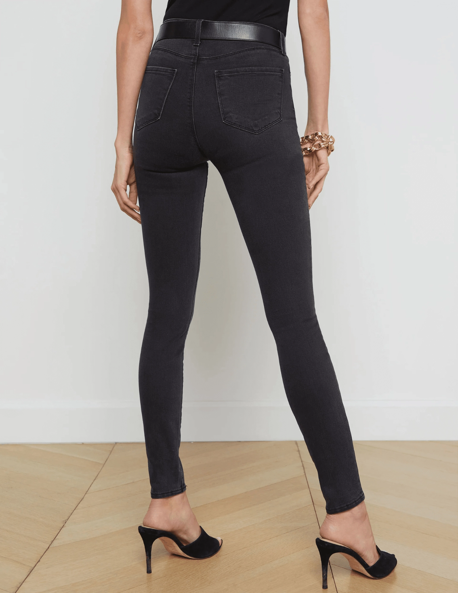 Winter Warmth Professional Wear L'AGENCE Marguerite High Rise Skinny Jeans in Dark Graphite