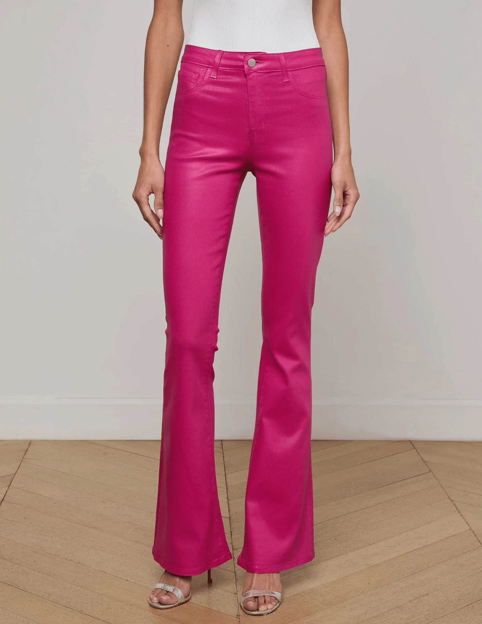 L'AGENCE Marty Ultra High Rise Flared Coated Jean Light Fabric