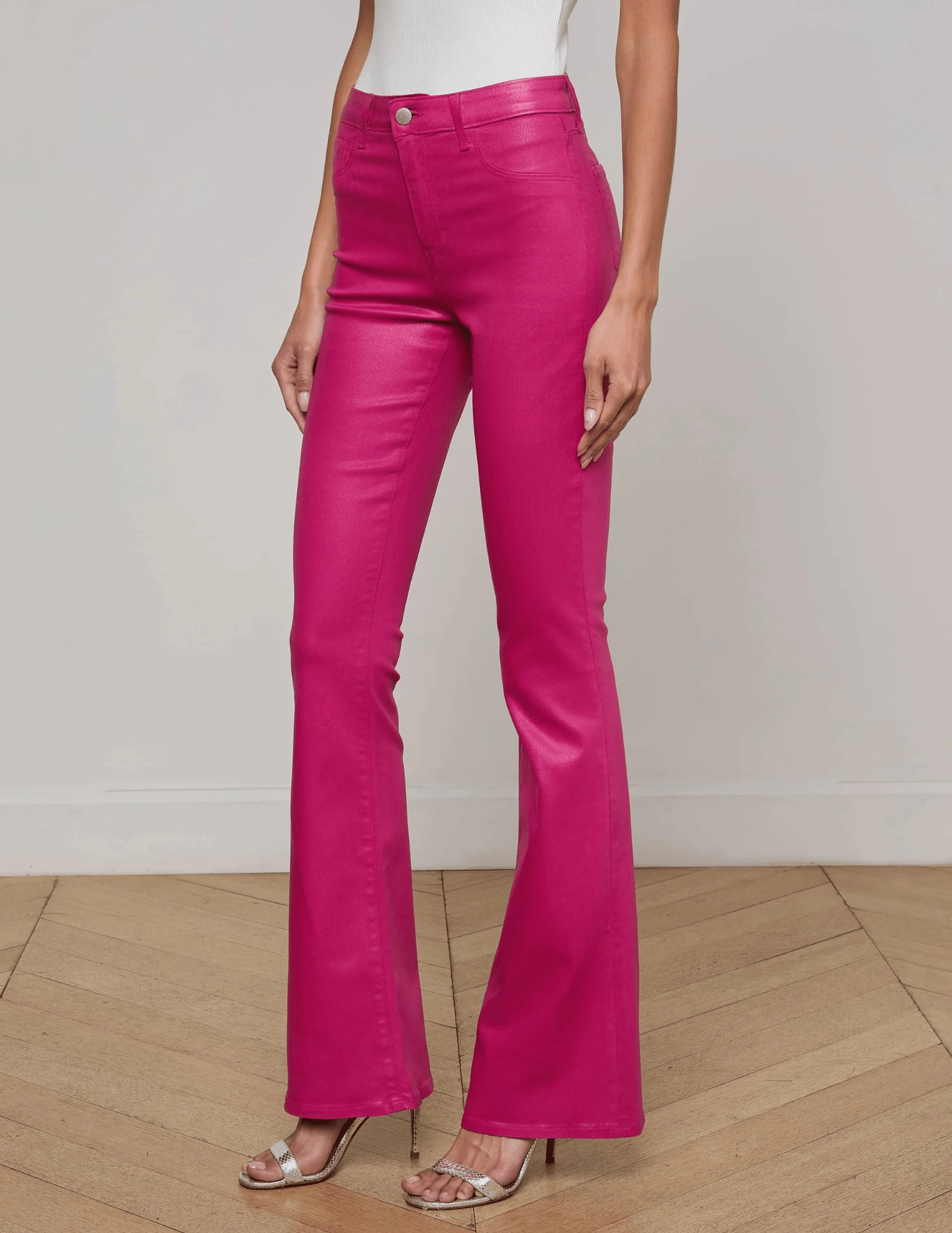 Rainy Day High Quality Modern Minimalist Rainy Day L'AGENCE Marty Ultra High Rise Flared Coated Jean