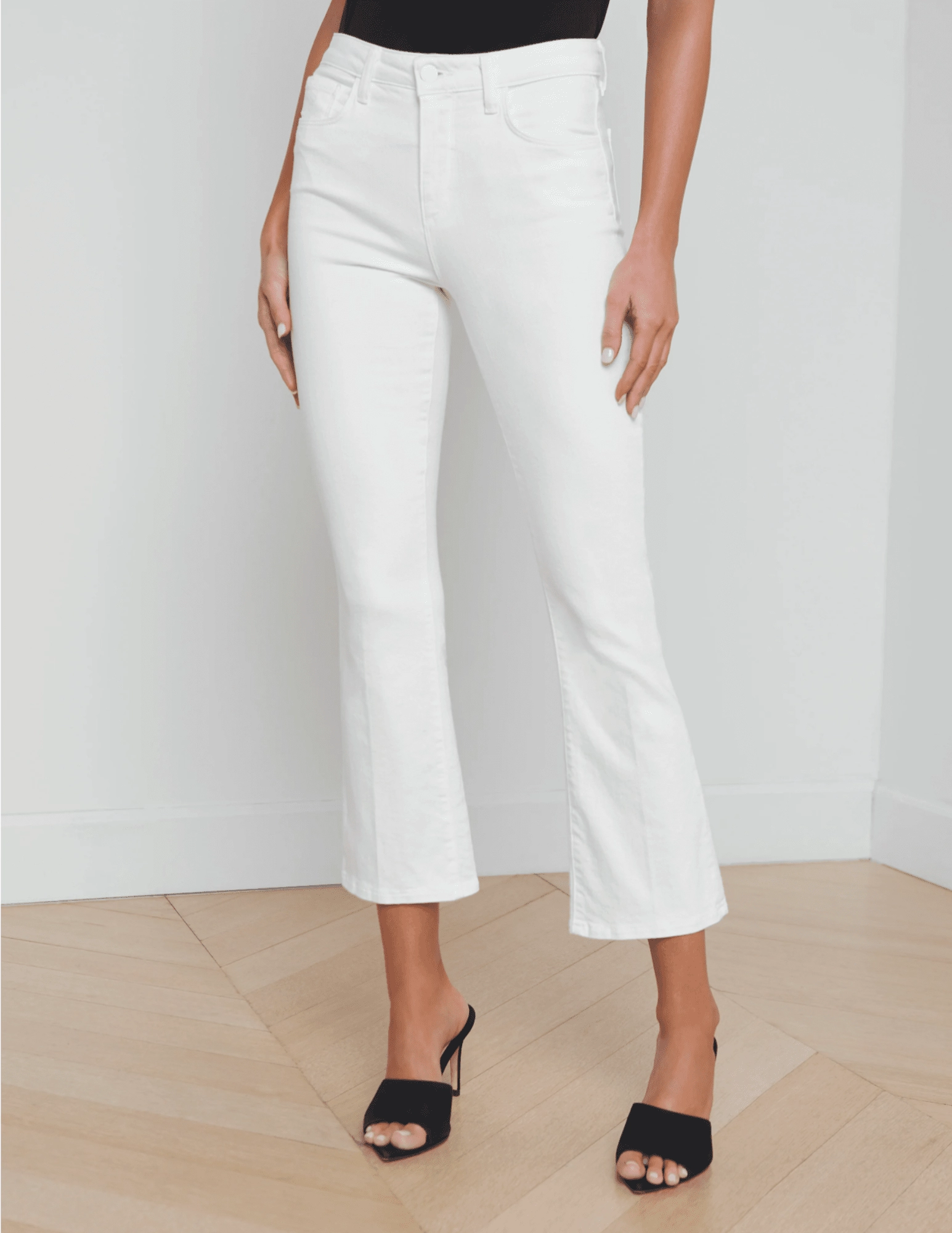 Couple Look Smooth L??AGENCE Mira Cropped Micro Boot Jeans In Blanc
