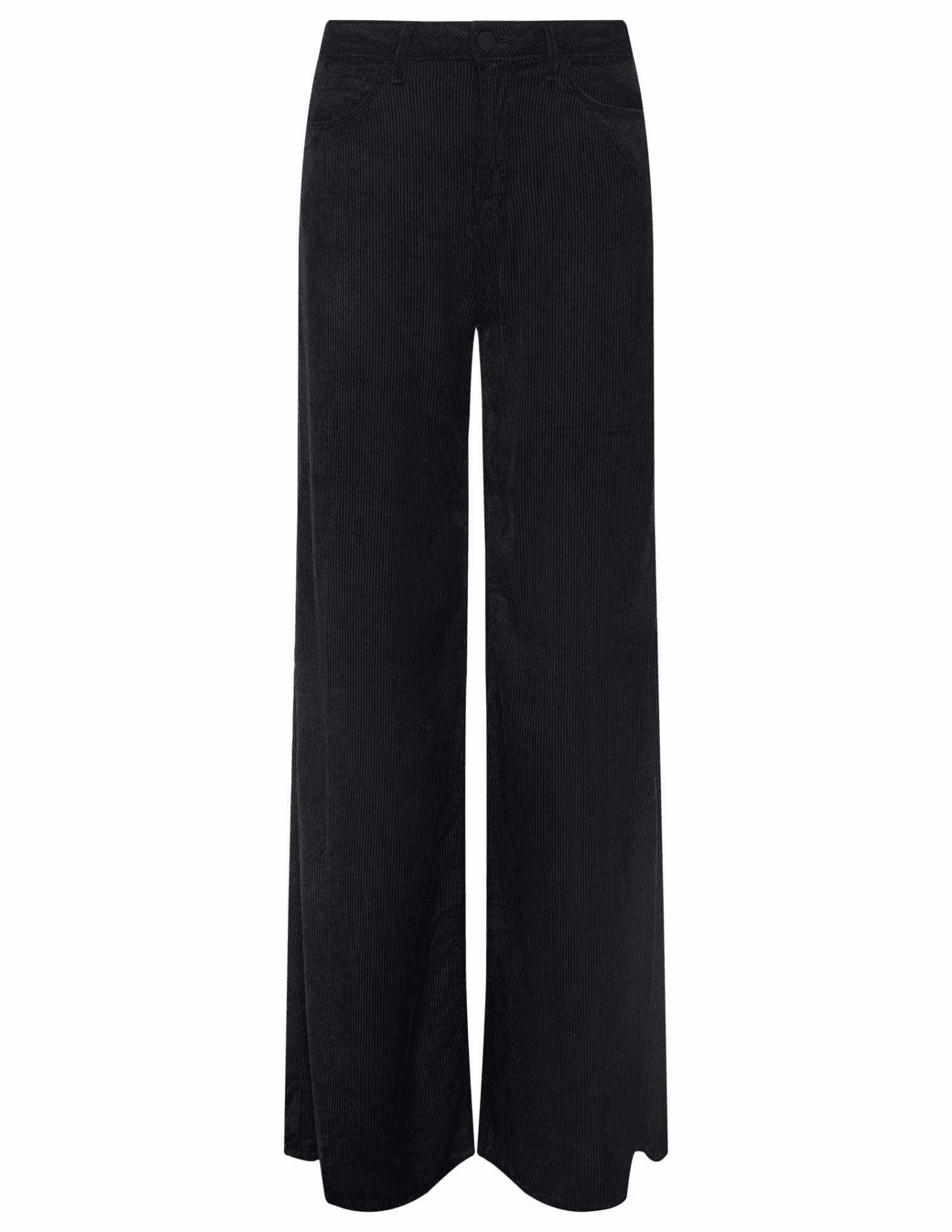L??AGENCE Quincy Corduroy High Rise Ultra Wide Leg Jeans in Black Trendy Evening Stroll