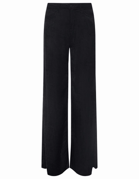 L??AGENCE Quincy Corduroy High Rise Ultra Wide Leg Jeans in Black Trendy Evening Stroll