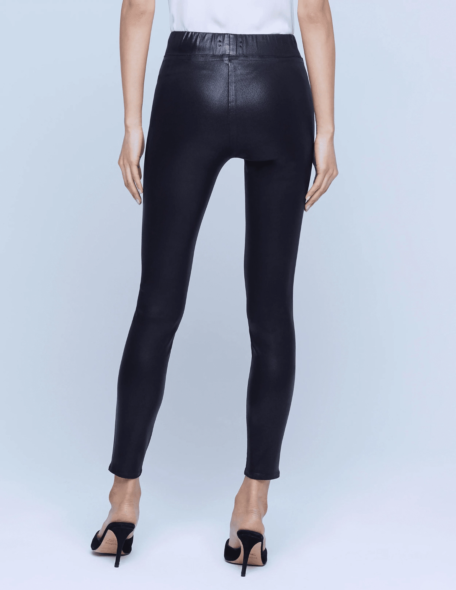 L'AGENCE Rochelle Coated Pull On Jean In Noir Coated Comfy Touch