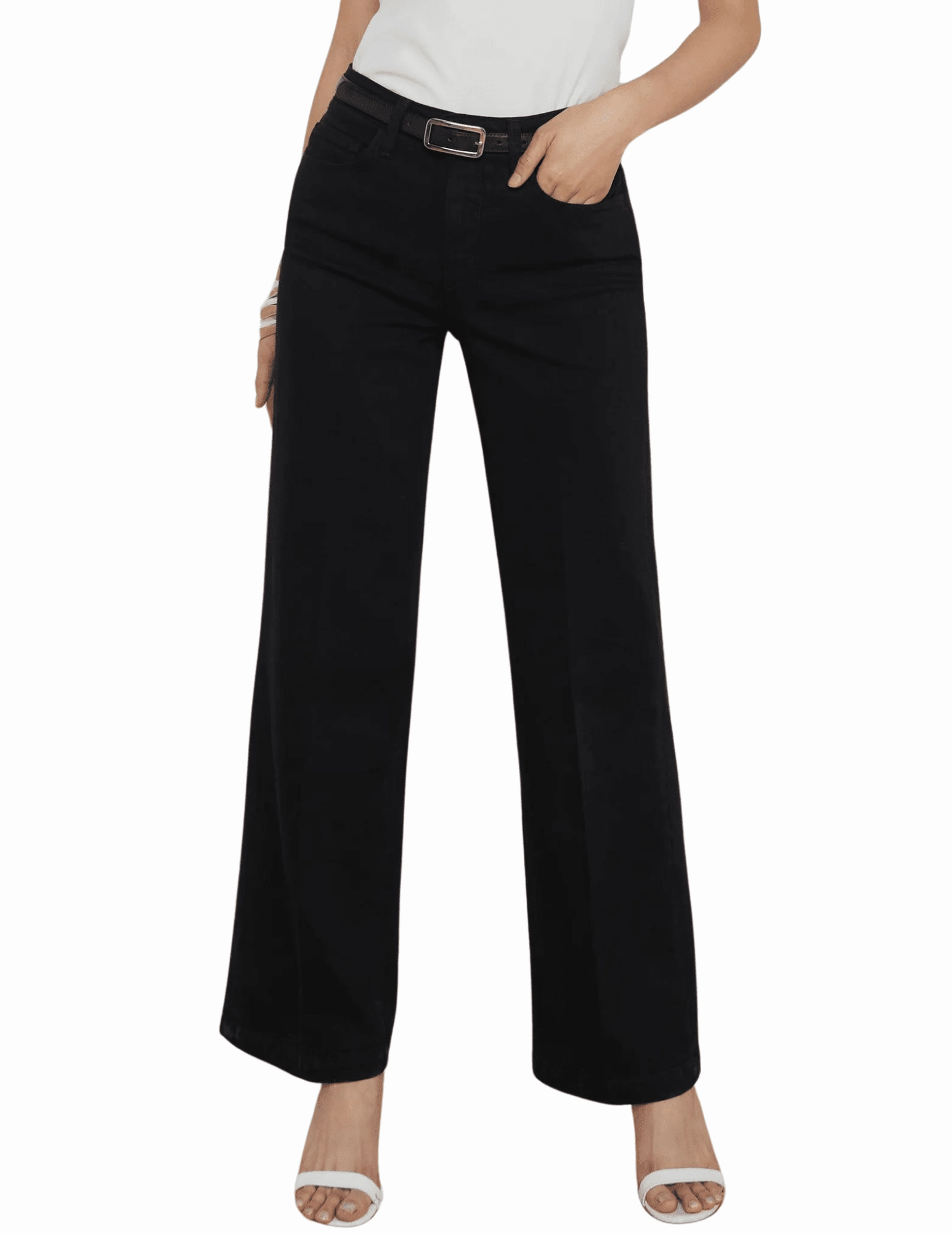 L??AGENCE Scottie High Rise Wide Leg Jeans in Black Chill Comfort
