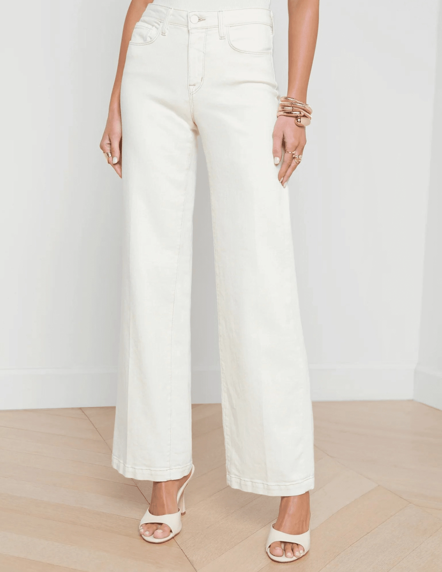 Sustainable Road Trip L??AGENCE Scottie High Rise Wide Leg Jeans In Macadamia