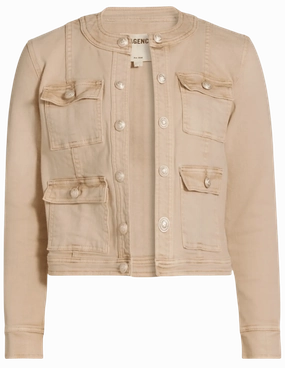 L'Agence Yari Collarless Jacket in Biscuit Heat Reflective Tech