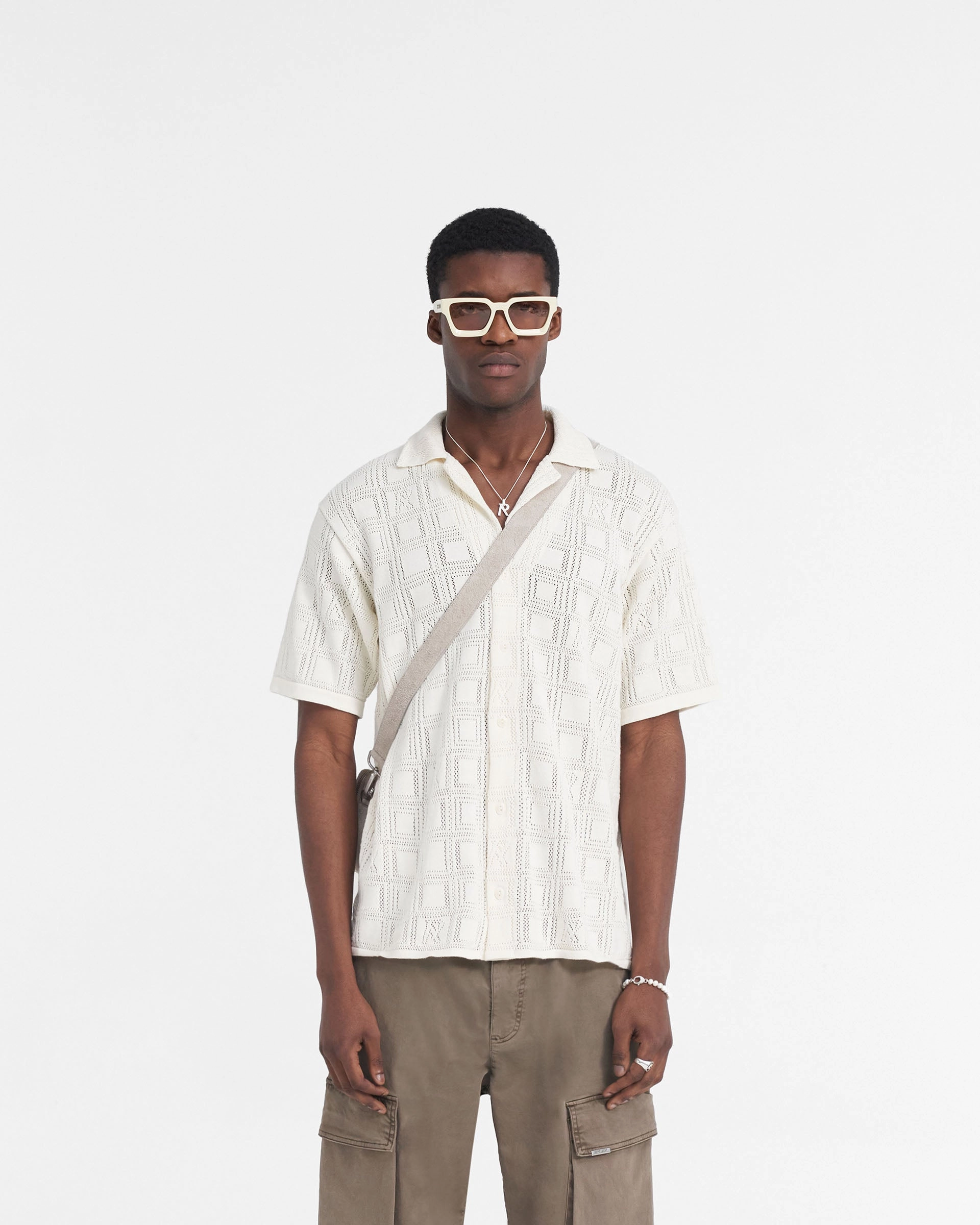 Urban Edge Lace Knit Shirt - Chalk