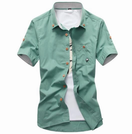 West Louis? Embroidery Short Sleeve Color Shirts Relaxed Waist