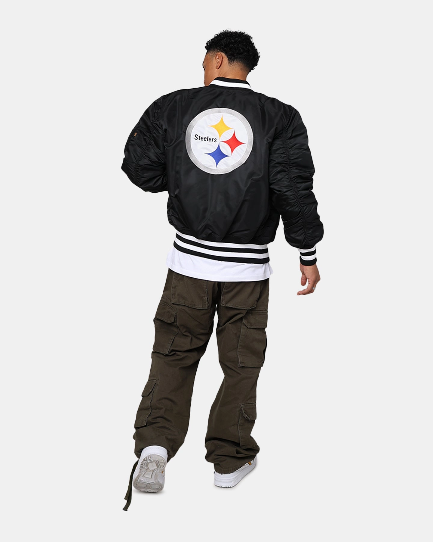 WeatherproofCoating Army Style New Era X Alpha Series X NFL Pittsburgh Steelers MA-1 Bomber Jacket Black