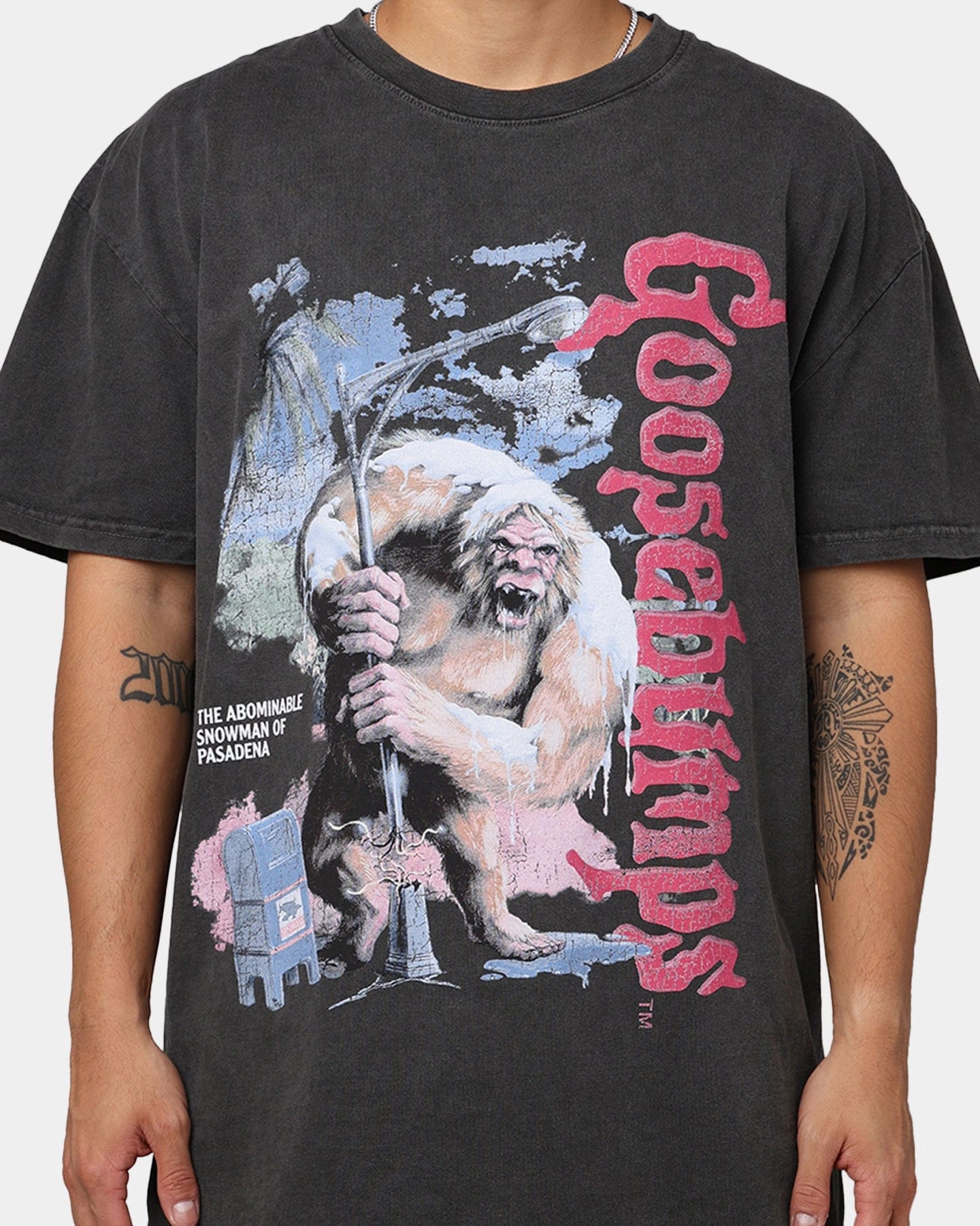 American Thrift X Goosebumps Abominable Snowman Heavyweight T-Shirt Black Wash LightReflectiveTrim