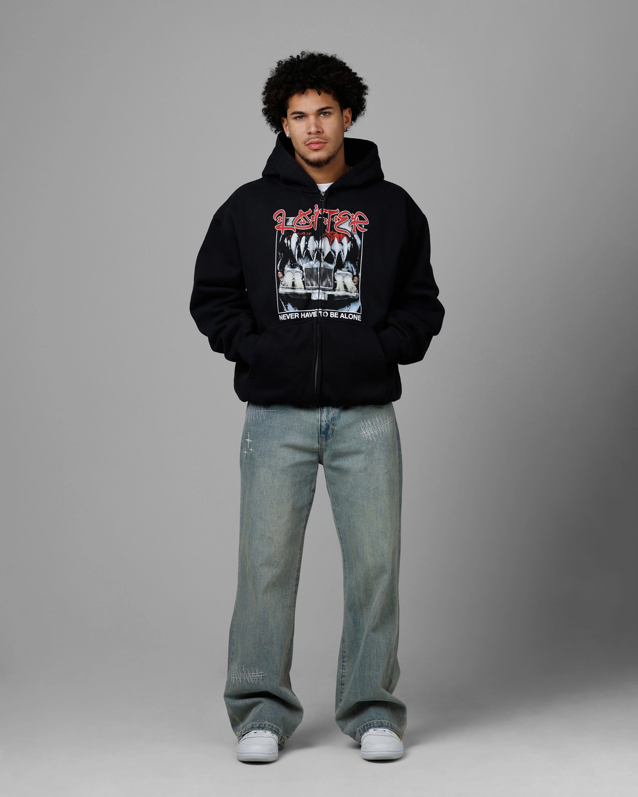 Loiter Always And Forever Zip Hoodie Black Lightweight insulation