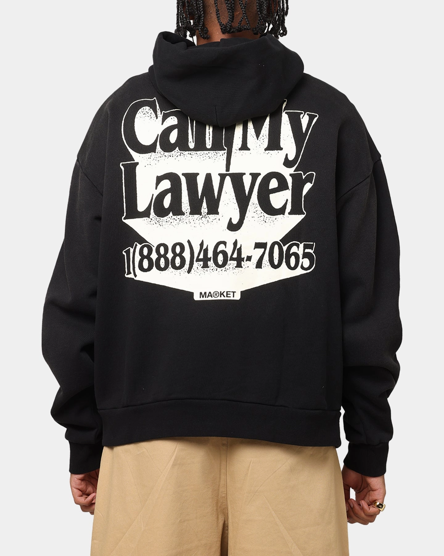LoopwheelFabric Sporty Sweatshirt Market Call My Lawyer 3D Hoodie Black
