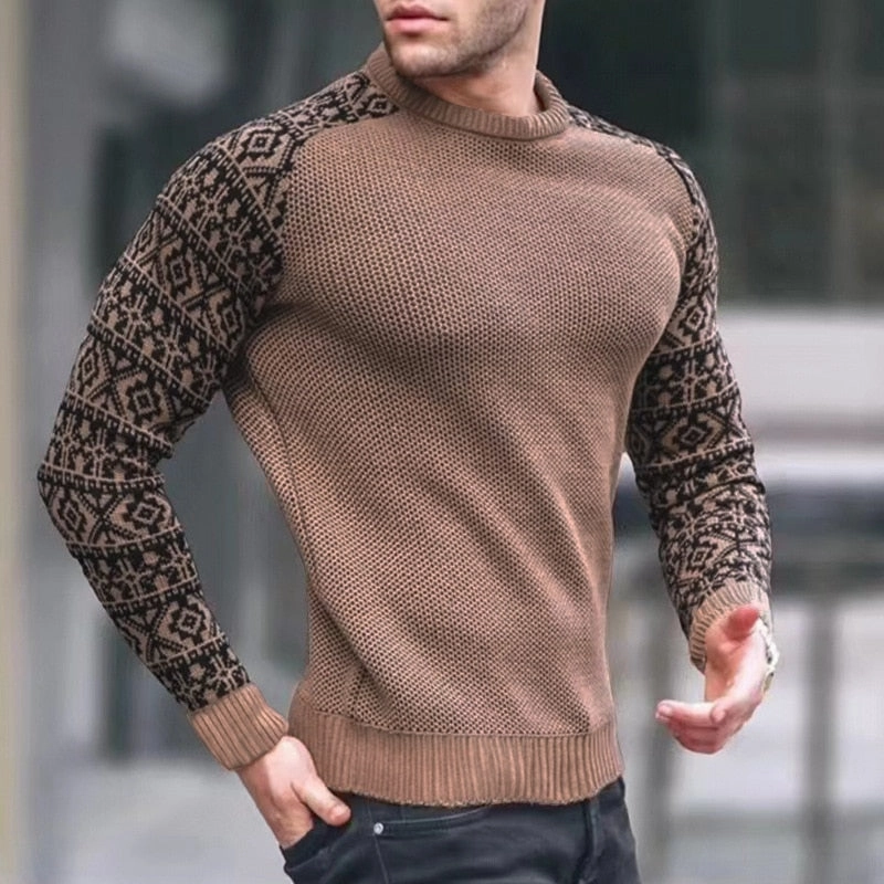 Breathable Honeycomb Weave Comfortable Drape West Louis? Slim Style Pattern Knit Sweater