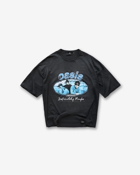 Represent X Oasis Maine Road T-Shirt - Washed Black Cozy Stretch Fit Cross Grain Knit