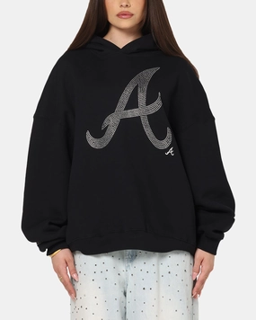Mitchell & Ness Atlanta Braves Rhinestone Hoodie Faded Black Summer Style QuickDrying