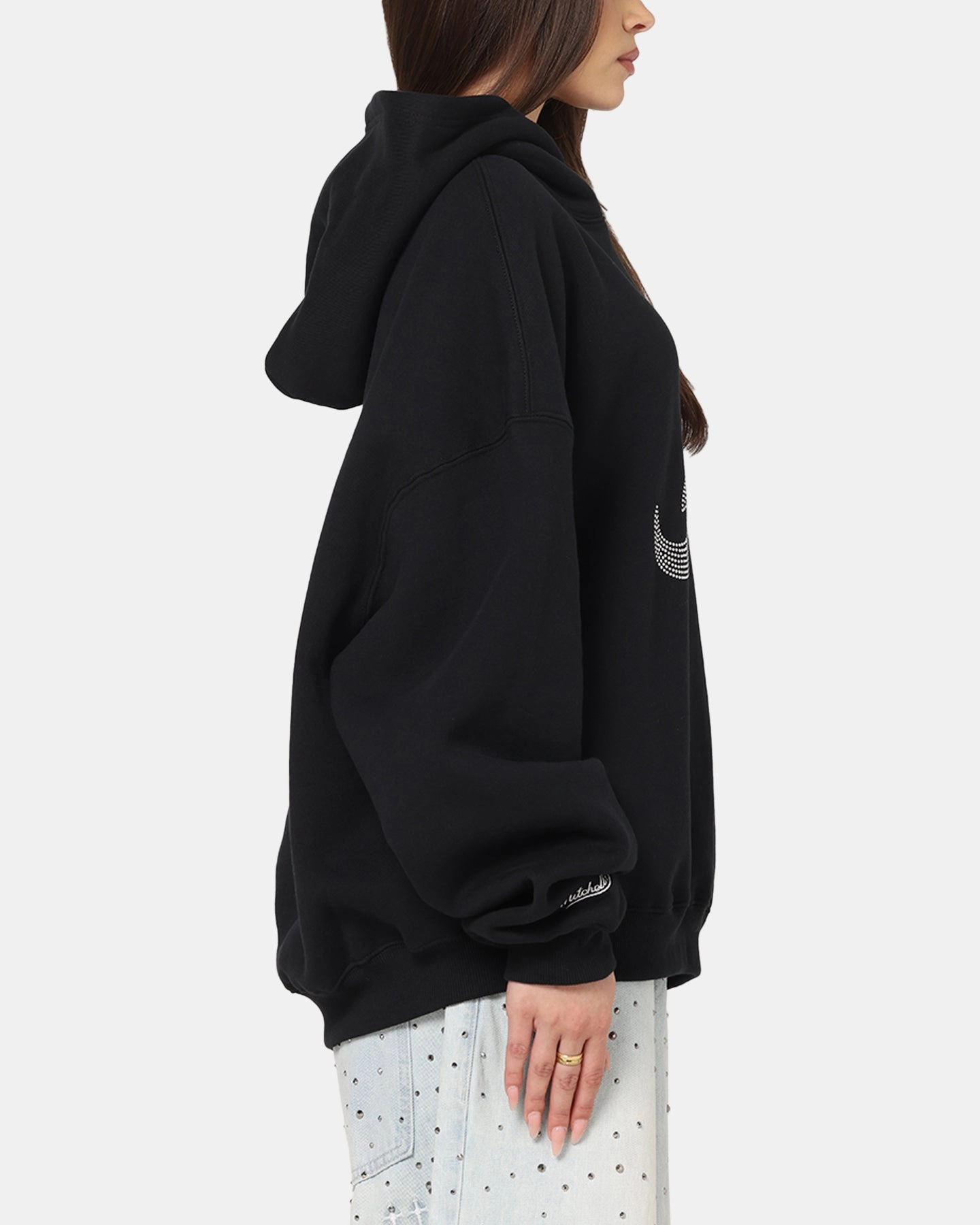 Mitchell & Ness Atlanta Braves Rhinestone Hoodie Faded Black Lightweight pullover UltraSoftInterior