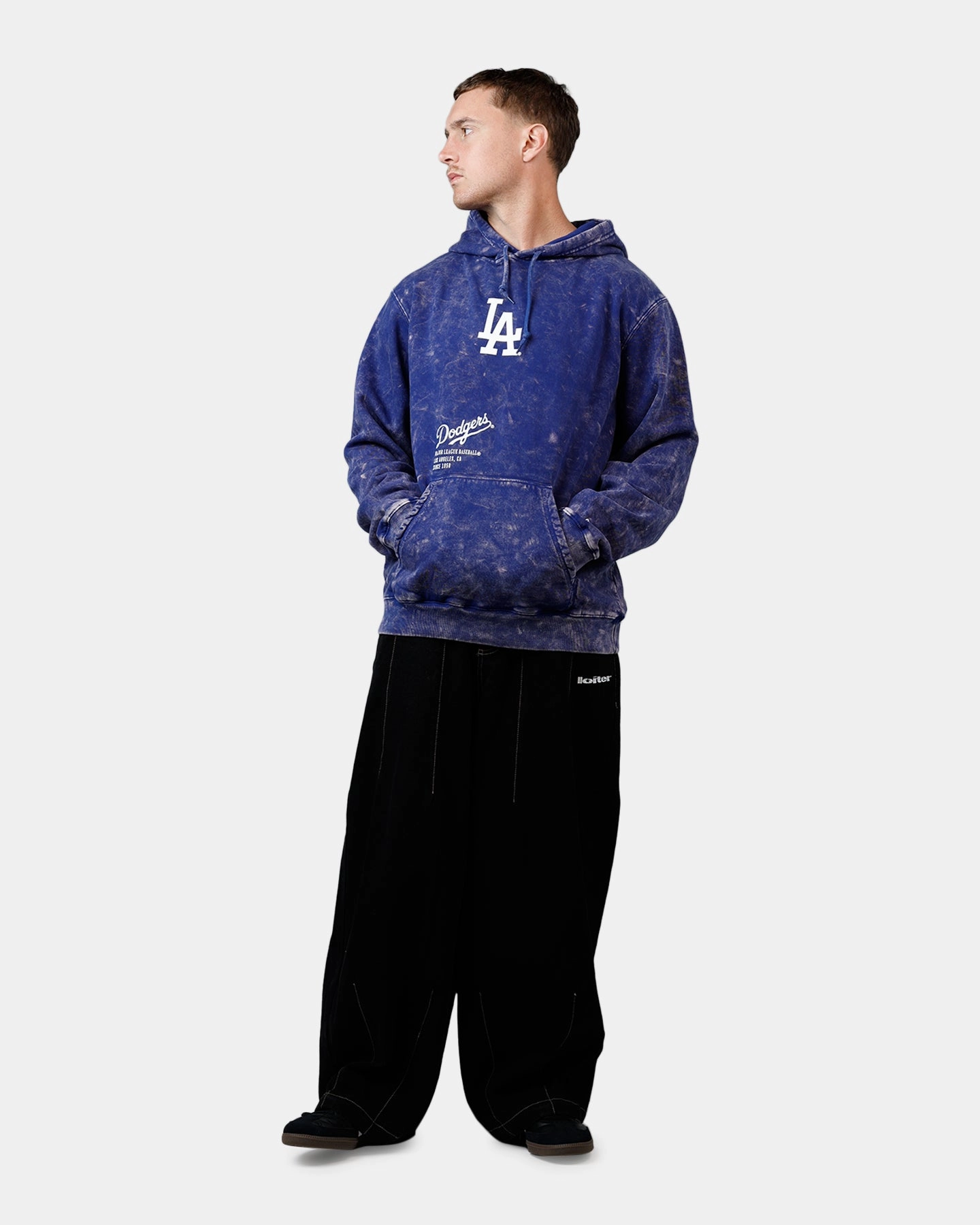 Breathable Mesh Back Midweight Four Way Stretch New Era Los Angeles Dodgers Sport Night Hoodie Official Team Color