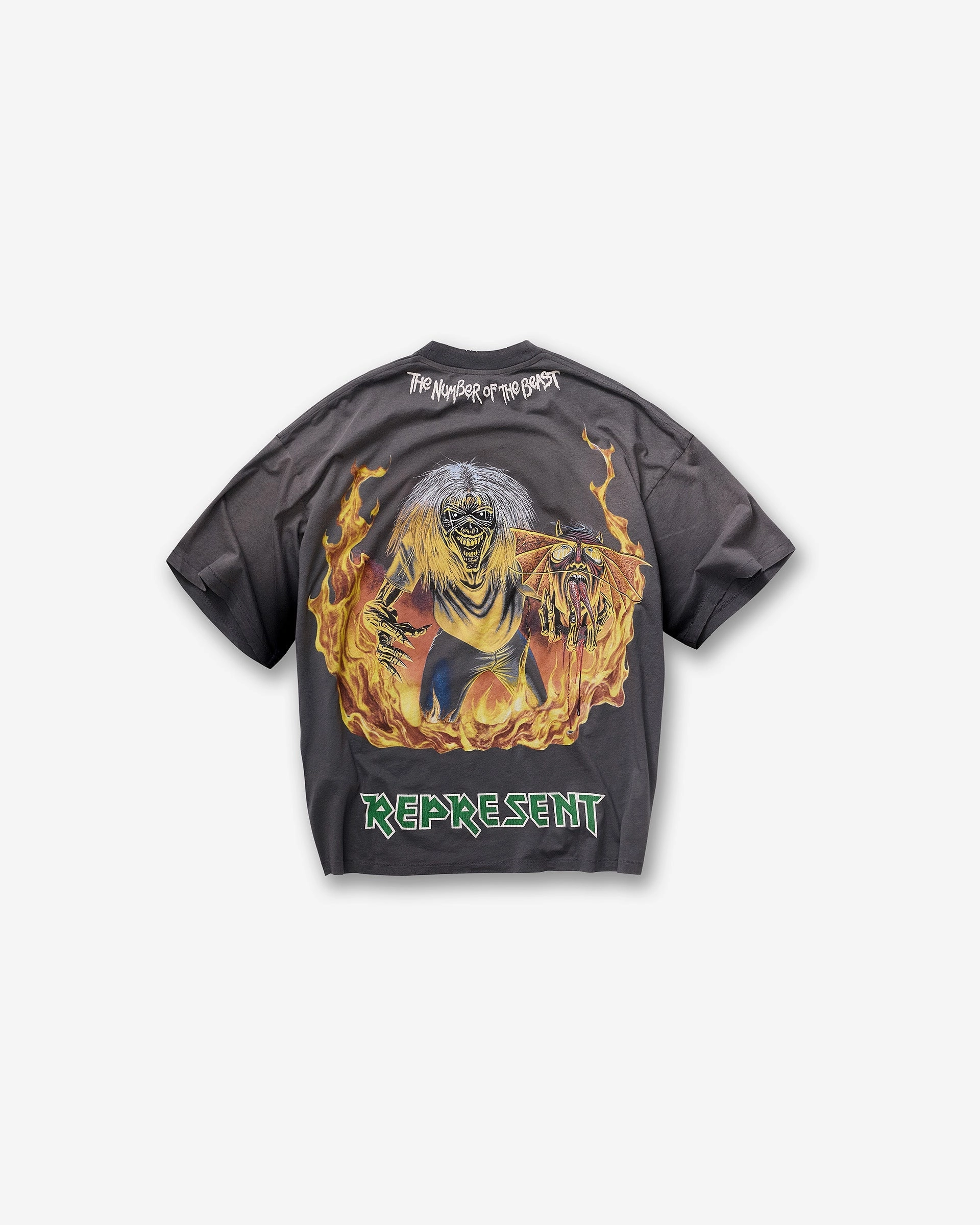 Represent X Iron Maiden Number Of Beast T-Shirt - Sunfade Grey Chic Casual Wear