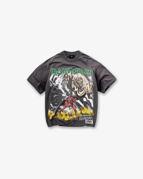 Represent X Iron Maiden Number Of Beast T-Shirt - Sunfade Grey Sleek Performance Wear Basic Top