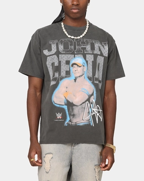 Textured Weave Fun Design Culture Kings X WWE John Cena Heavyweight T-Shirt Black Wash