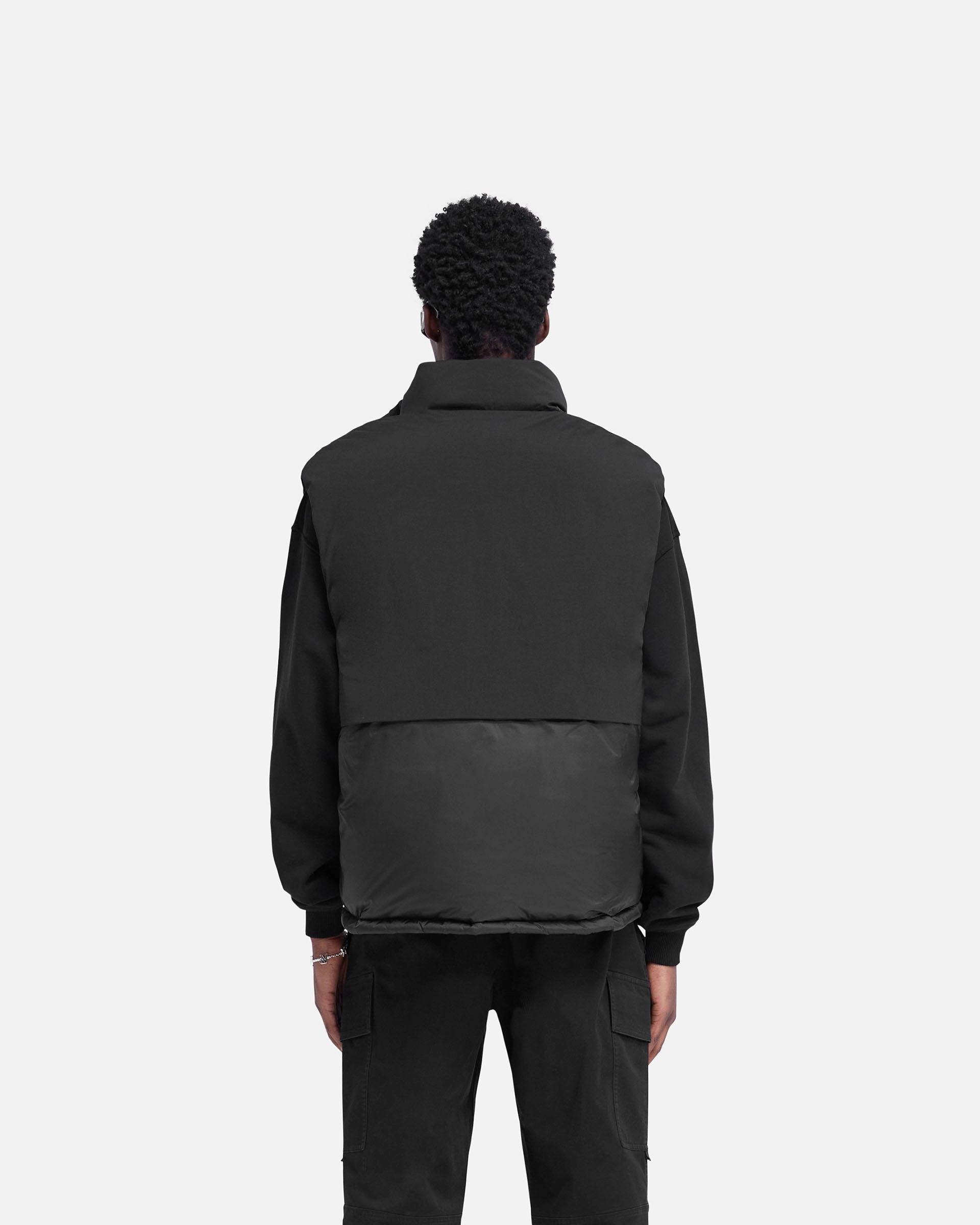 Layered Puffer Gilet - Jet Black Fleece Inside